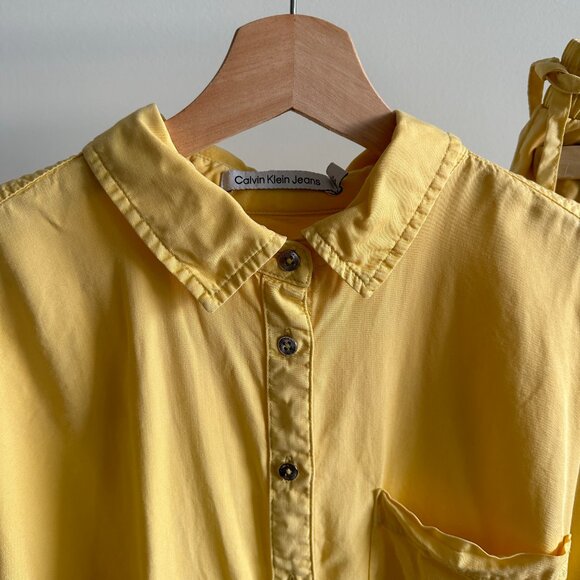 Super Soft Butter Yellow Button Up Shirt - Picture 2 of 2